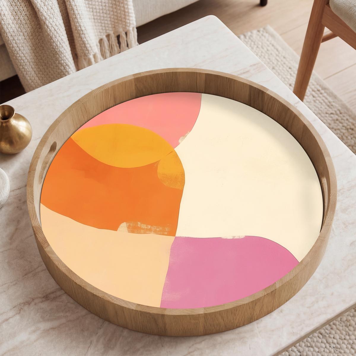 TABLETT Formen - Abstrakt - Farbenfroh 50x50 cm - Orange, Holz (50/5/5cm) - OnlyWow