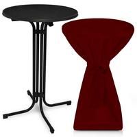 STEHTISCH Bellini Ø 70cm Schwarz mit Premium Stehtischhusse Ø 70cm Bordeaux - Bordeaux, Metall (70/70/110cm) - Beautissu 
