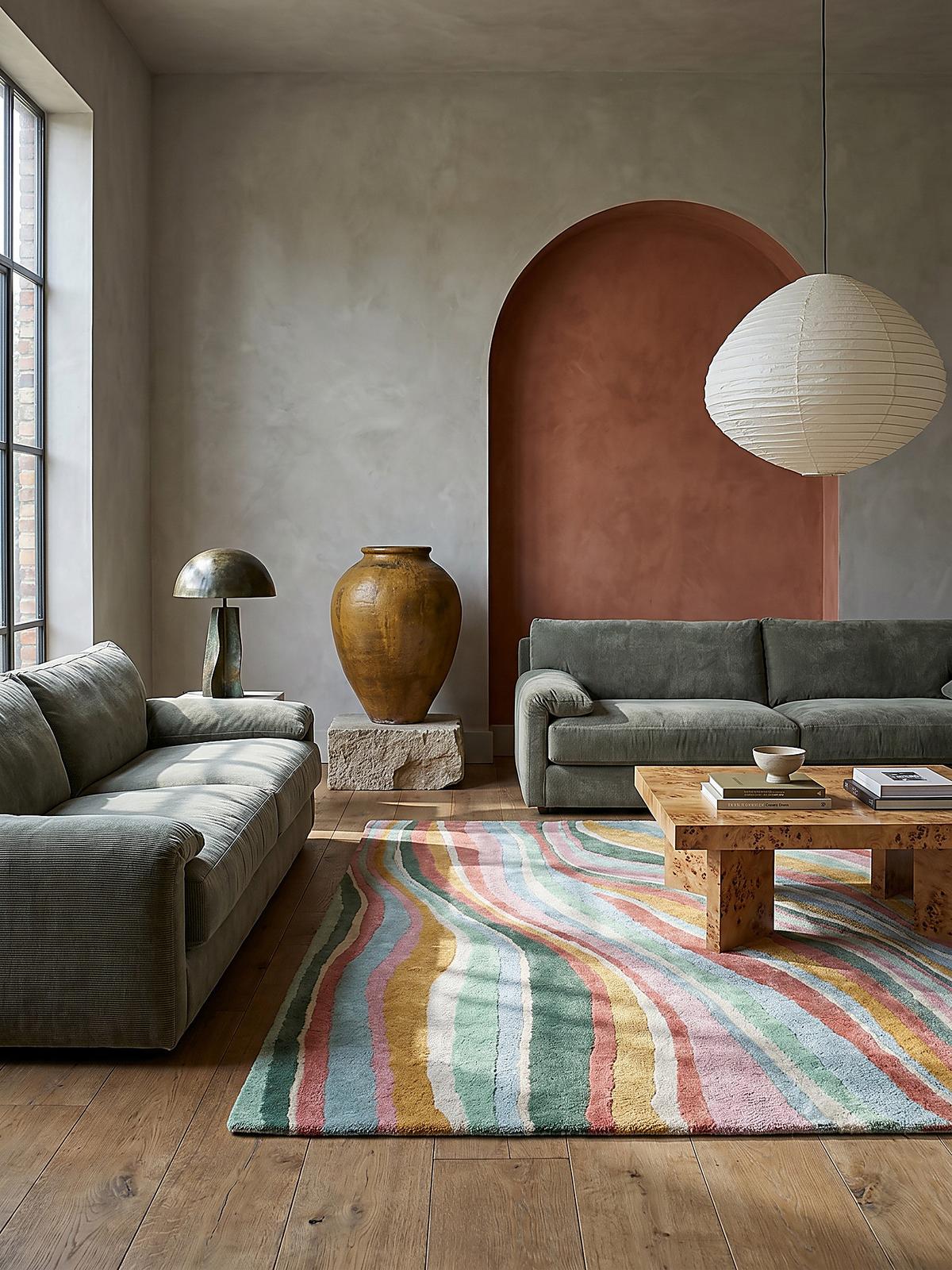 WOLLTEPPICH DERWENT, abstrakt, Grün-Bunt, 160 x 230 cm - Multicolor, Textil (230/160cm) - KADIMA DESIGN