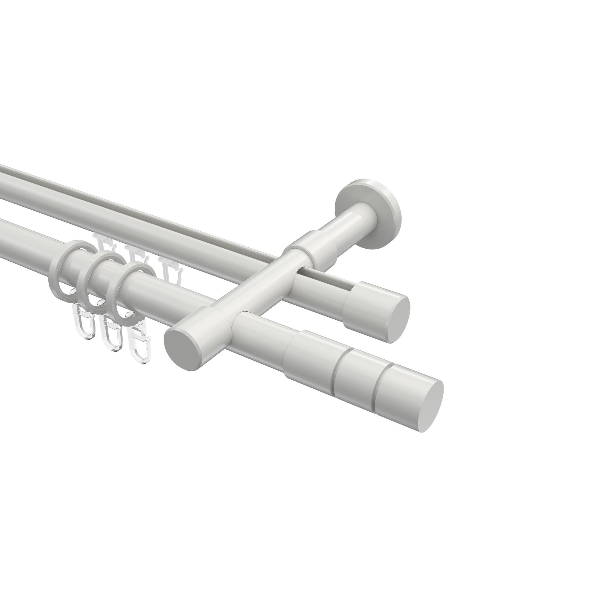 GARDINENSTANGE RUNDROHR-INNENLAUF Prestige Elanto 360 cm (geteilt in 2 x 180 cm), 2-läufig, 20 mm Ø Weiß - Weiß, Metall (360cm) - INTERDECO