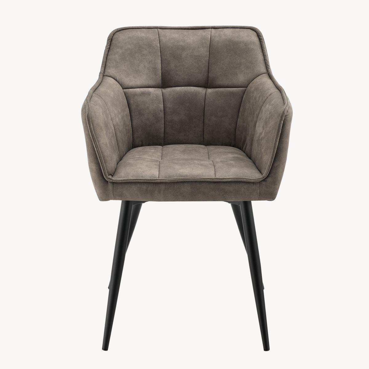 ARMLEHNSTUHL Birmingham - Taupe/Schwarz, Textil/Metall (60/82/59cm) - [en.casa]