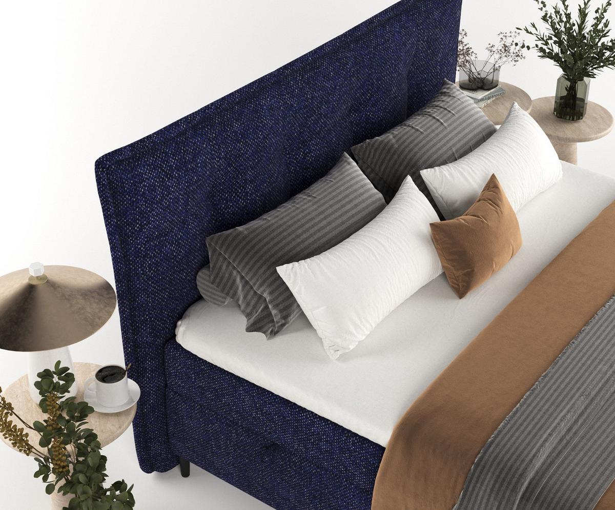 BOXBETT Las Palmas 160/200 cm Marineblau im Alta Stoff - Schwarz/Dunkelblau, Holz/Holzwerkstoff (160/200cm) - AltaBeds