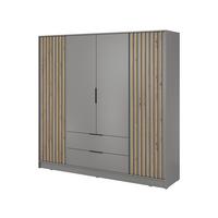 DREHTÜRENSCHRANK NELIANA 206/200/51 cm 4-türig Grau - Grau, Holzwerkstoff (206/200/51cm) - MASSENO