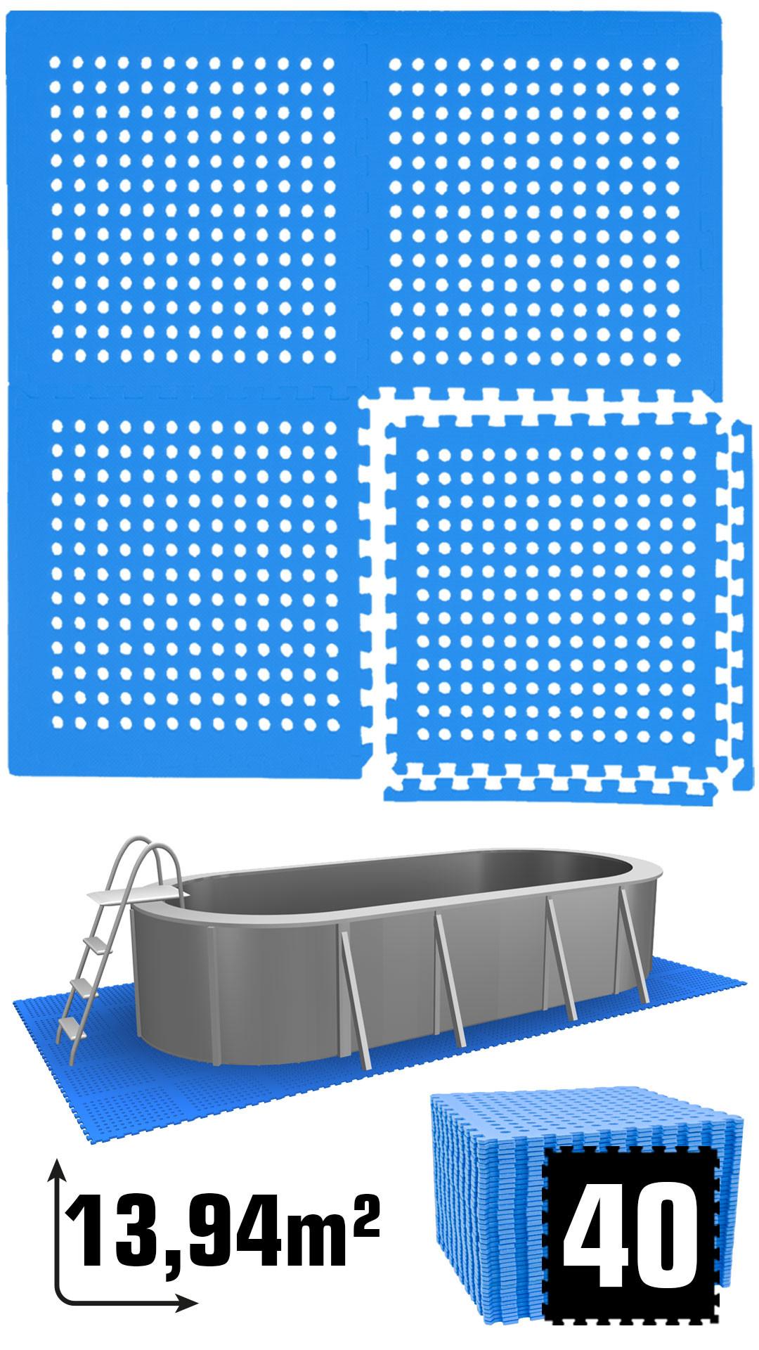 POOLMATTEN 13,9m² 40 EVA Matten 62 cm Blau - Blau, Kunststoff (62/62cm) - eyepower