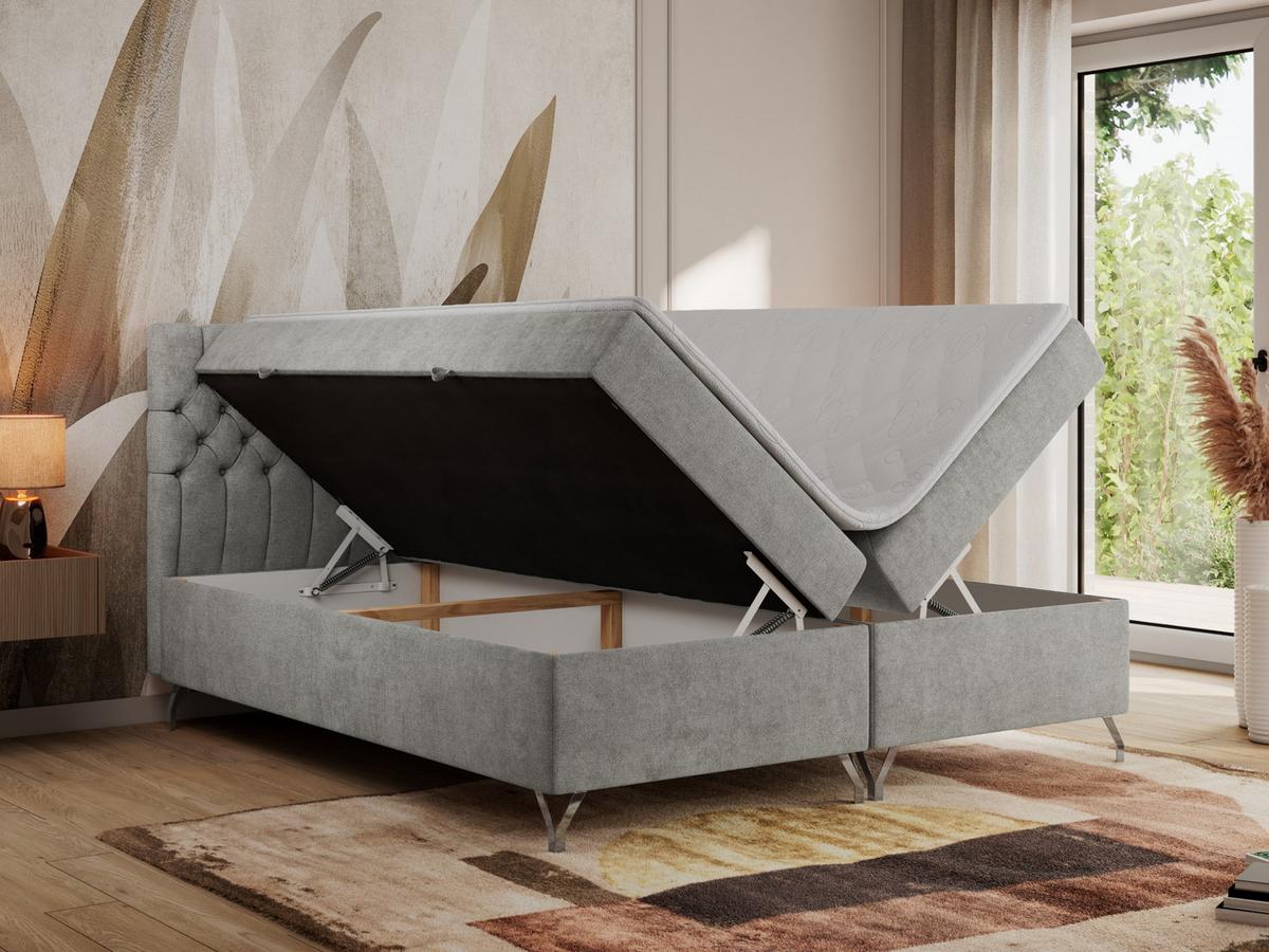 BOXBETT GRIMALDI 200/200 Hellgrau Struktur - H3 - Hellgrau, Holz/Textil (200/200cm) - MKS
