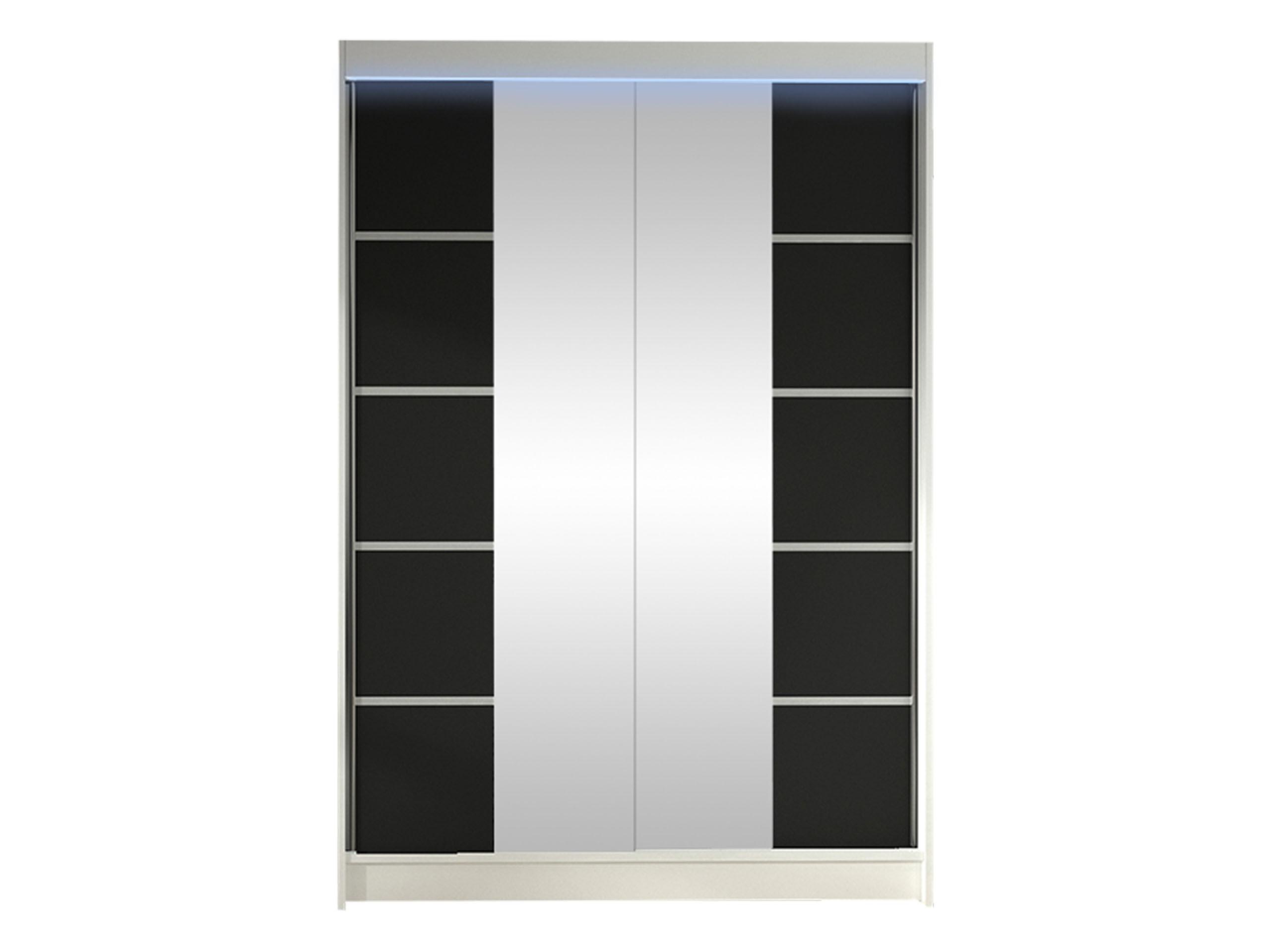 SCHWEBETÜRENSCHRANK Lino V mit RGB LED Beleuchtung - Schwarz/Weiß, Holzwerkstoff/Metall (120/200/58cm) - MIRJAN24