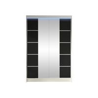 SCHWEBETÜRENSCHRANK Lino V mit RGB LED Beleuchtung - Schwarz/Weiß, Holzwerkstoff/Metall (120/200/58cm) - MIRJAN24