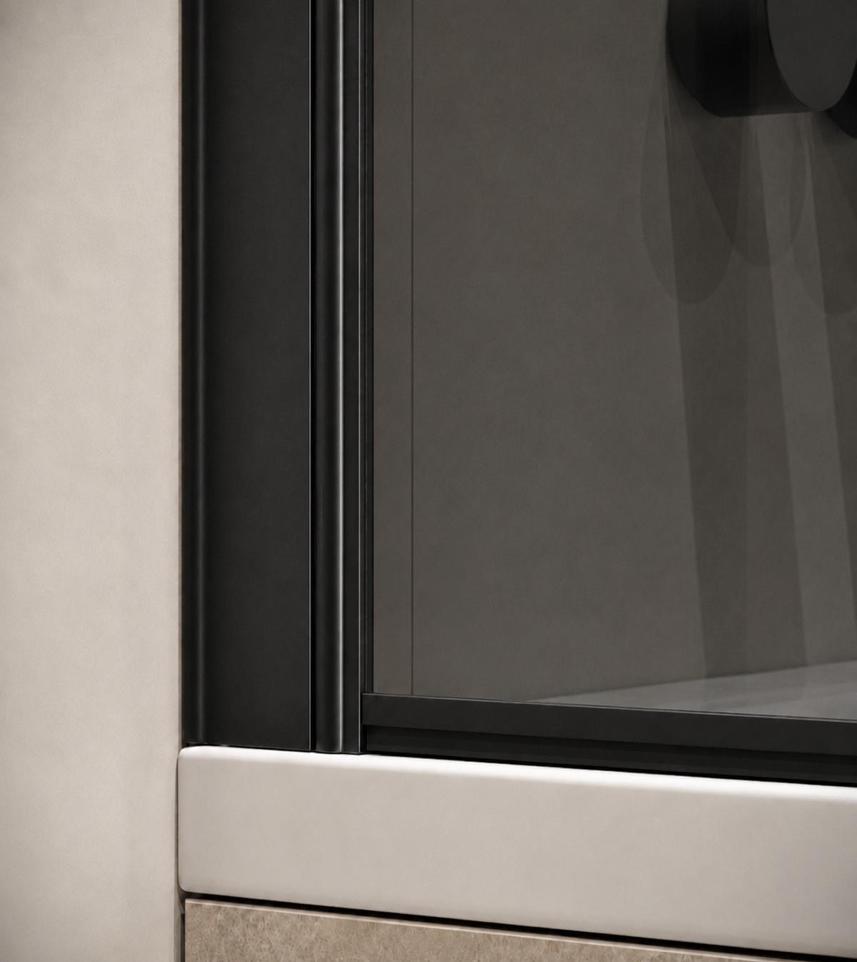 BADEWANNE Torino 1 Teil cm Schwarz mit Rauchglass - 60 x 140 cm - Schwarz, Glas (60/140cm) - Badplaats