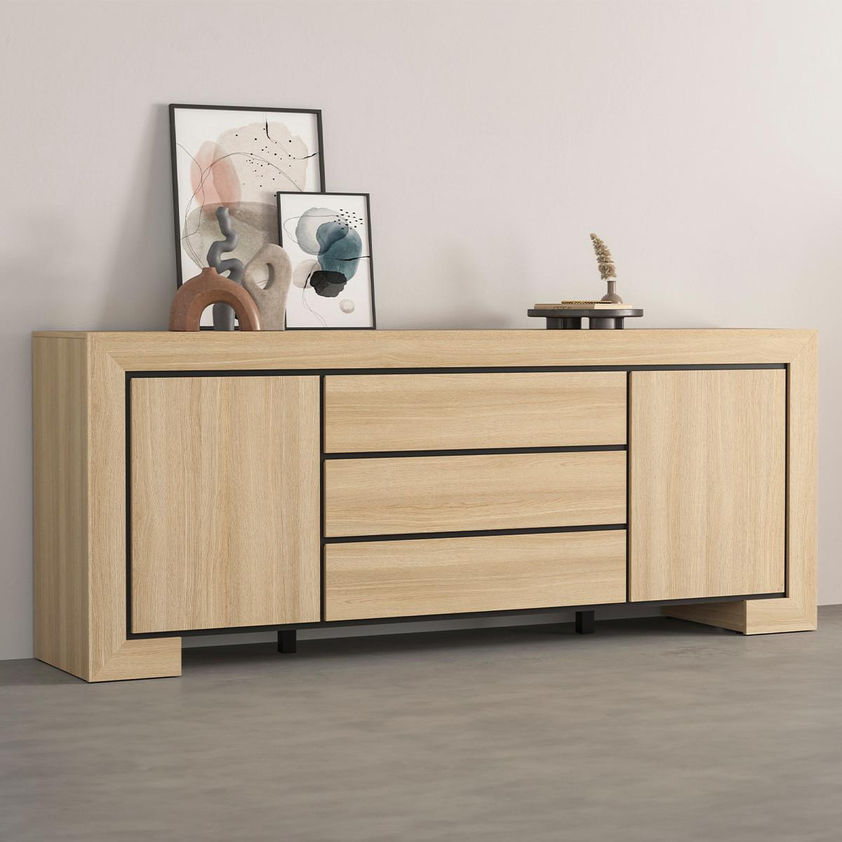 SIDEBOARD Lucius Holz und Schwarz - Schwarz, Holzwerkstoff (225/90/48cm) - Petits-meubles