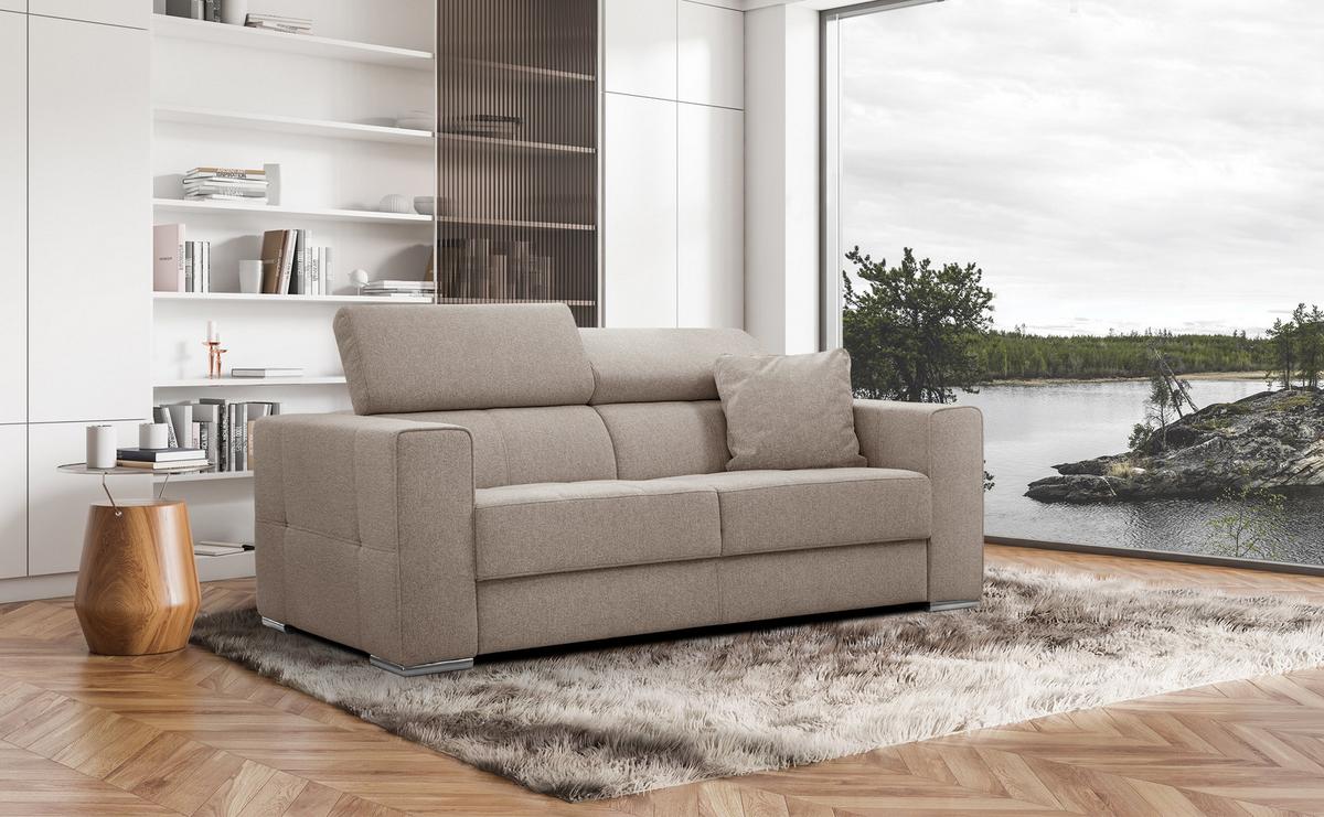 SOFA QUARTZ 3-Sitzer, taupe - Taupe, Holzwerkstoff/Textil (202/80/102cm) - Wozimo