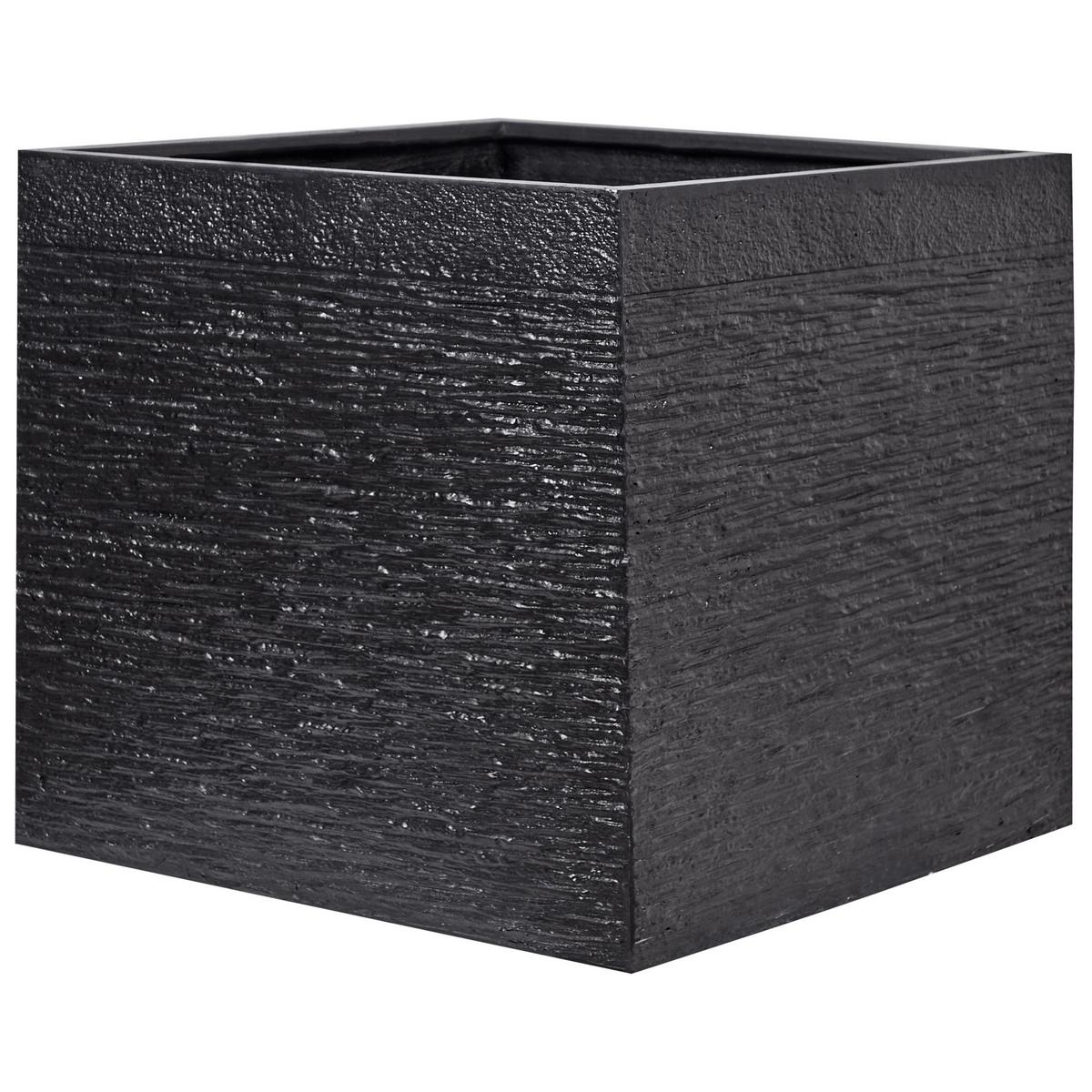 BLUMENTOPF schwarz quadratisch 50/50/46 cm Paros - Schwarz, Naturmaterialien (46cm) - Beliani