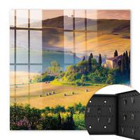 SCHLÜSSELBOX Schwarz 30x30 cm- Türöffnung nach rechts - Toskanische Idylle - Gelb, Metall (30/30/5cm) - TULUP