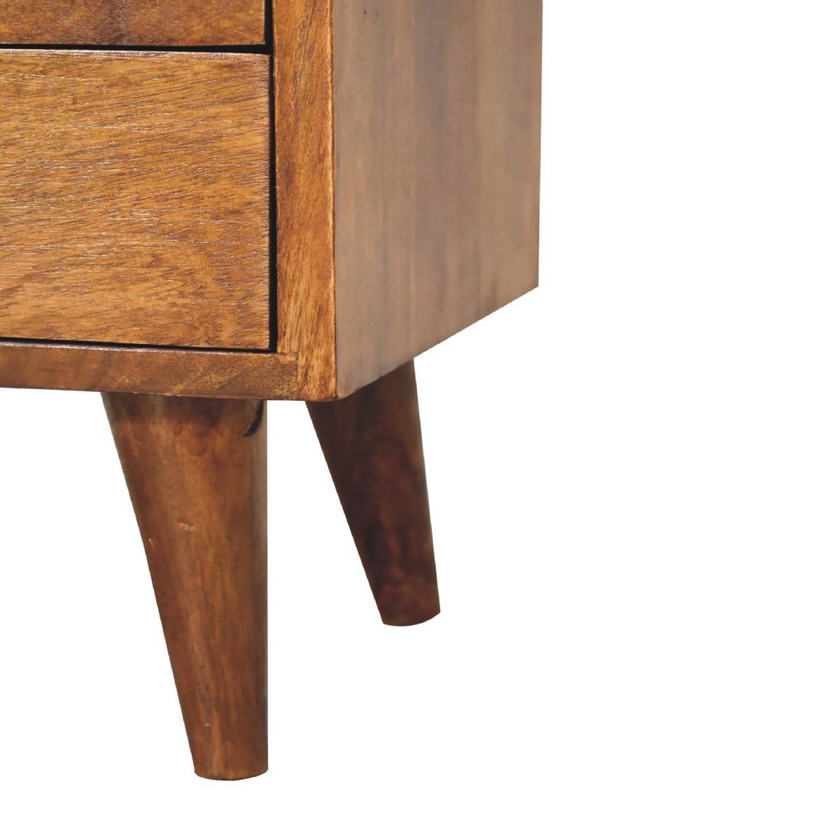 NACHTKASTEN Mini Klassisch Kastanie, 2 Schubladen und Offenes Fach, Dunkelbraun - Dunkelbraun/Messingfarben, Holz/Metall (30/50/30cm) - Artisan Furniture