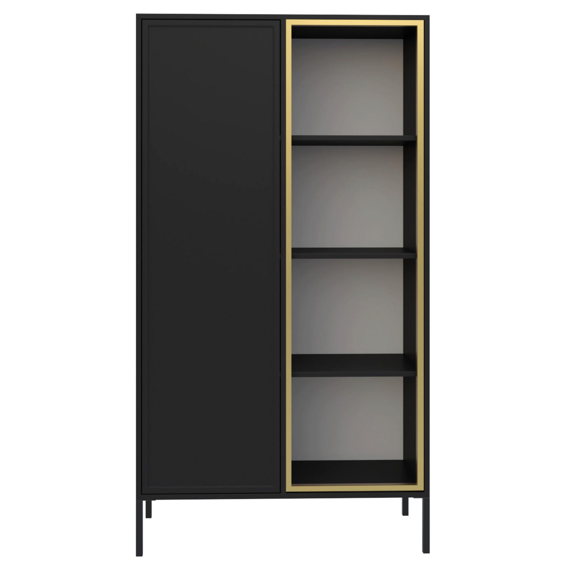VITRINE Velveto Schwarz 90 cm - Schwarz, Holzwerkstoff/Metall (90/160.2/40cm) - Selsey