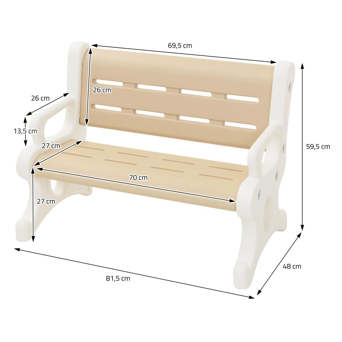 KINDERSITZBANK aus Kunststoff Braun-Weiß 81,5x59,5x48 cm - Braun/Weiß, Kunststoff (81.5/59.5/48cm) - Joyz
