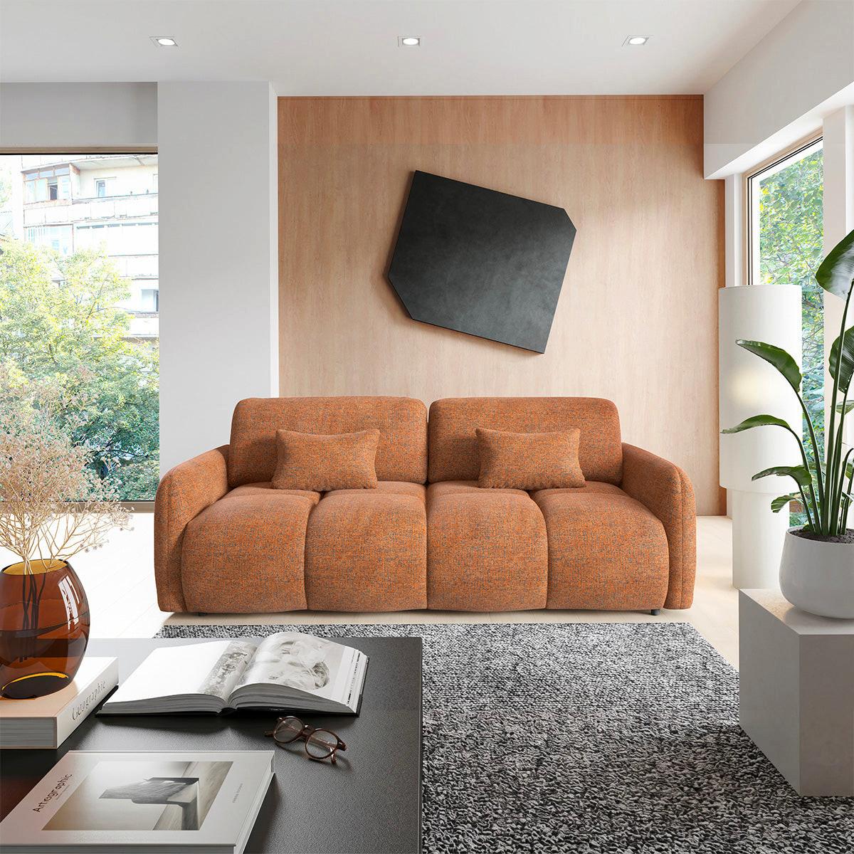 SOFA Vittoria 3 Sitzplätze Orange - Orange, Holz (236/95/121cm) - Petits-meubles