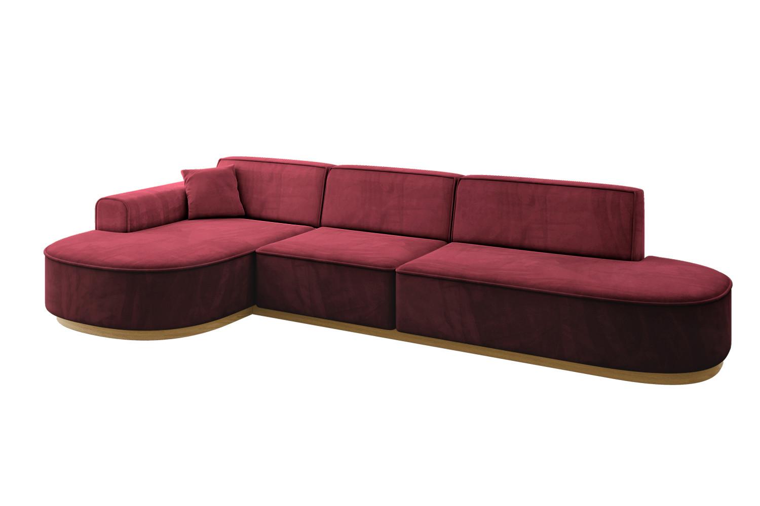 ECKSOFA Ottomane Links MARI-L2-v2 - 328x171x83 cm Bordeaux Velours - Bordeaux, Holzwerkstoff/Textil (328/171cm) - ALTDECOR