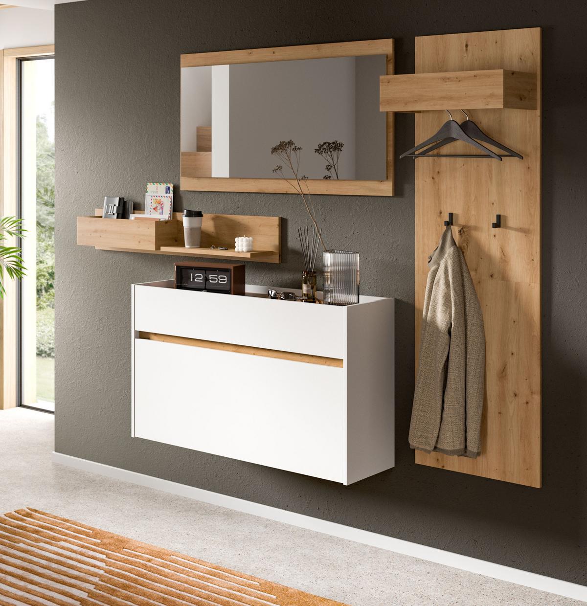 GARDEROBENPANEEL Artisan Eiche, Wandgarderobe 50 x 160 cm - Eiche Artisan, Holzwerkstoff (50/160/27cm) - Inn.Furn