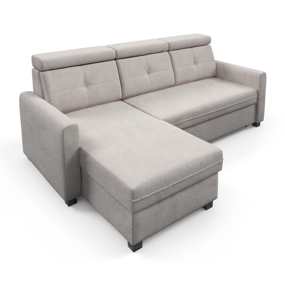 ECKSCHLAFSOFA Milano, Beige, links - Beige/Schwarz, Textil (217/166cm) - Beautysofa