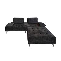 SOFA MIT HOCKER WIOLO Anthrazit Velvet - Anthrazit/Silberfarben, Textil/Metall (240/80/110cm) - KAWOLA