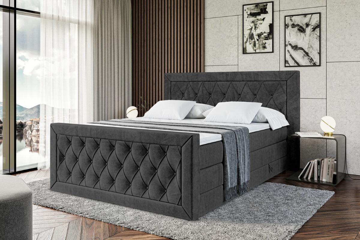 BOXSPRINGBETT NOEL-Z KING - 160 x 200 - H3/H4 - Schwarz - Schwarz, Holzwerkstoff (160/200cm) - ALTDECOR