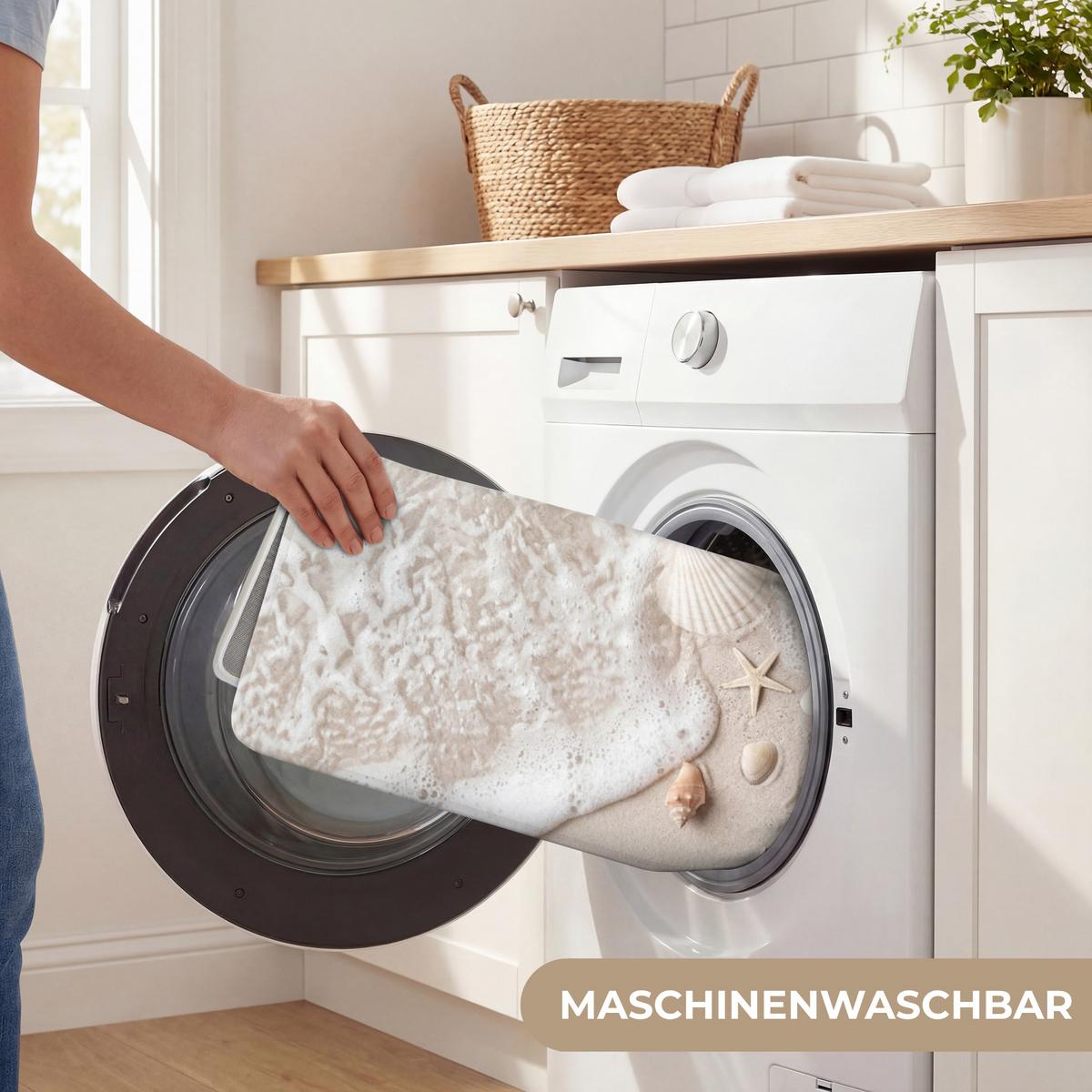 BADEMATTE Muscheln - Seesterne - Strand 60x120 cm - Sandfarben/Creme, Textil (60/120cm) - OnlyWow