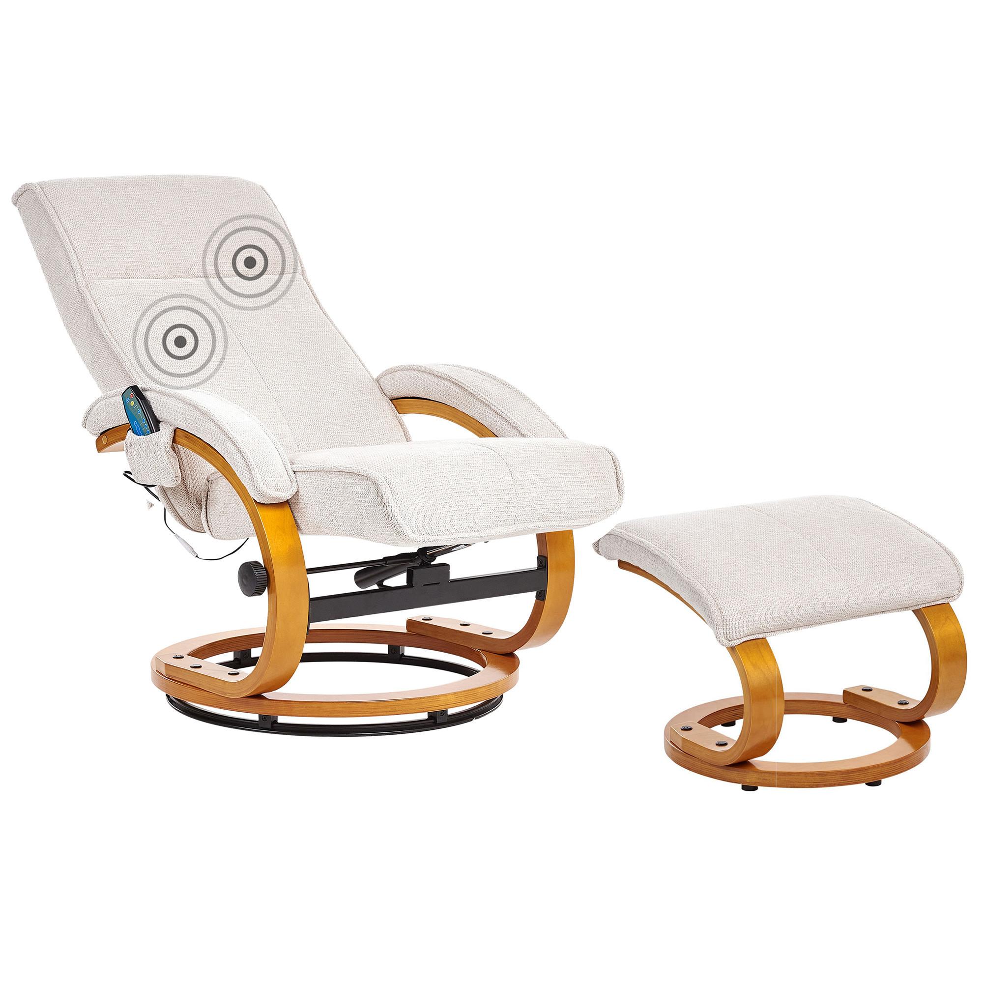 MASSAGESTUHL mit Fußstütze Stoff Hellbeige Hero - Beige, Textil (51/102/80cm) - Beliani
