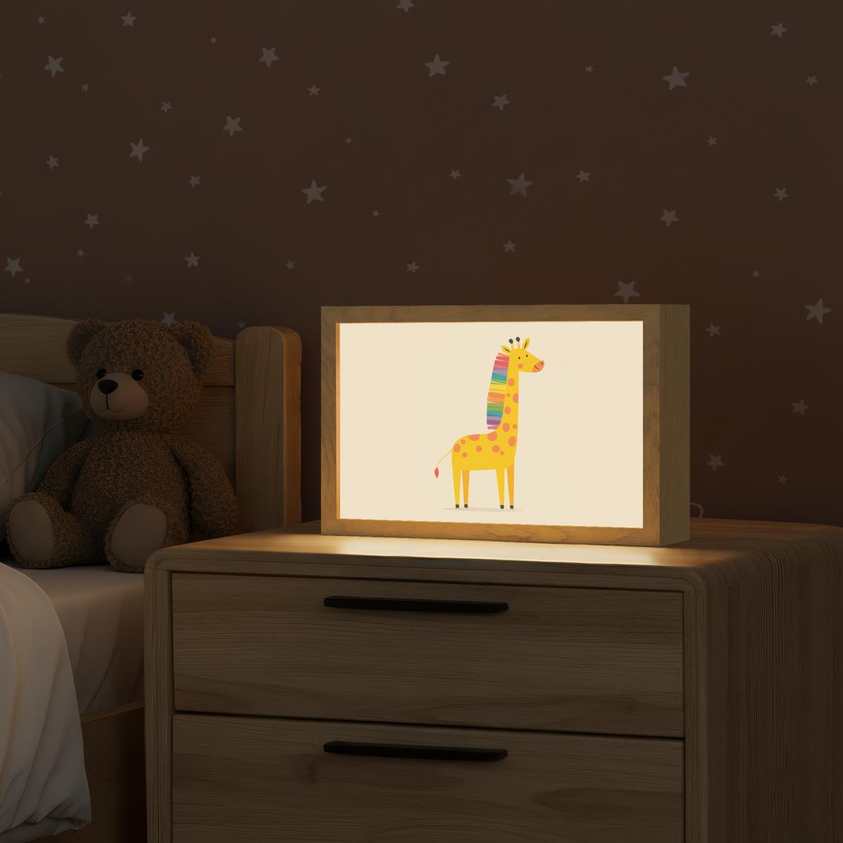 NACHTTISCHLAMPE Giraffe - Regenbogenmähne - Beige 30x20 cm - Beige, Holzwerkstoff (8/30/20cm) - OnlyWow