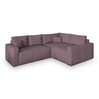 ECKSOFA ERONIS R-S Lila Kordstoff mit Schlaffunktion - Lila, Holz (265/194cm) - MASSENO