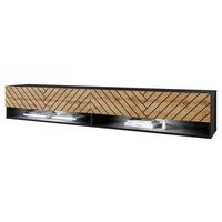 TV-LOWBOARD A180 MDF mit RGB LED Beleuchtung - Eiche Wotan/Graphitfarben, Holzwerkstoff/Kunststoff (180/30/33cm) - MIRJAN24