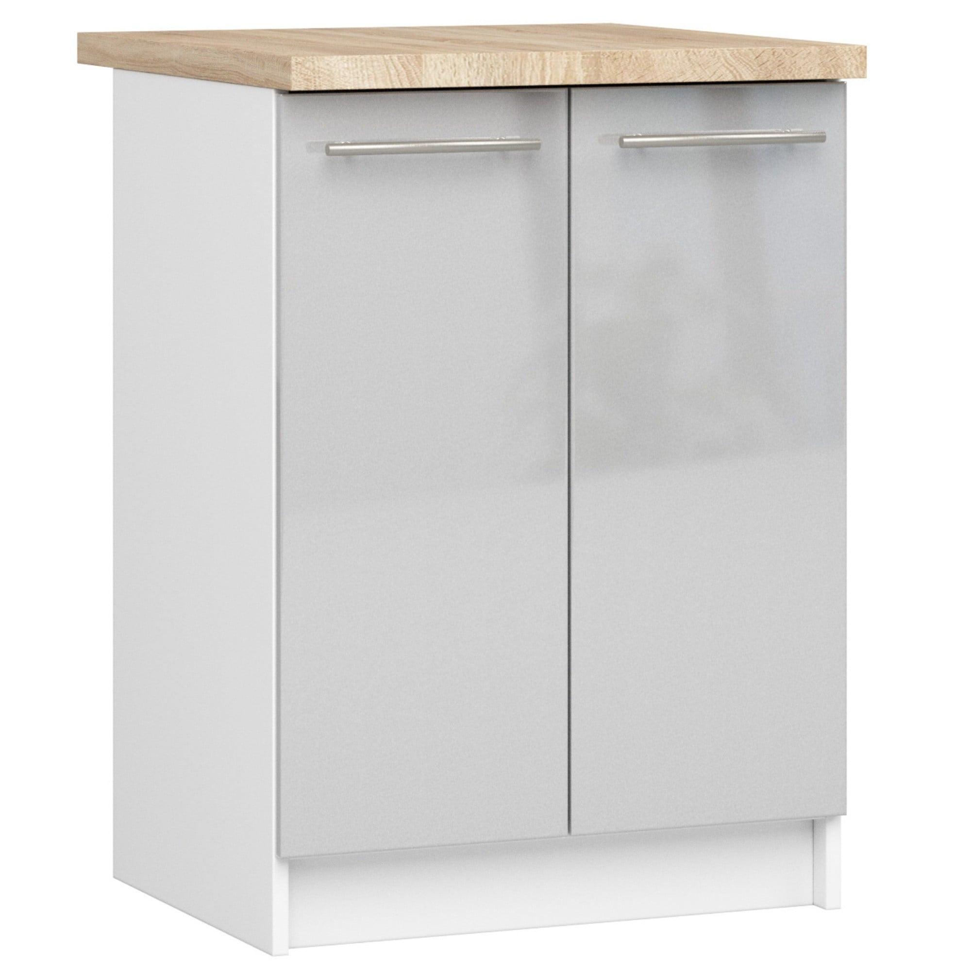 UNTERSCHRANK Weiß, Metallisch Glanz 85/60/46 - Weiß/Grau, Holzwerkstoff (60/85/46cm) - RAUMHIRSCH FURNITURE