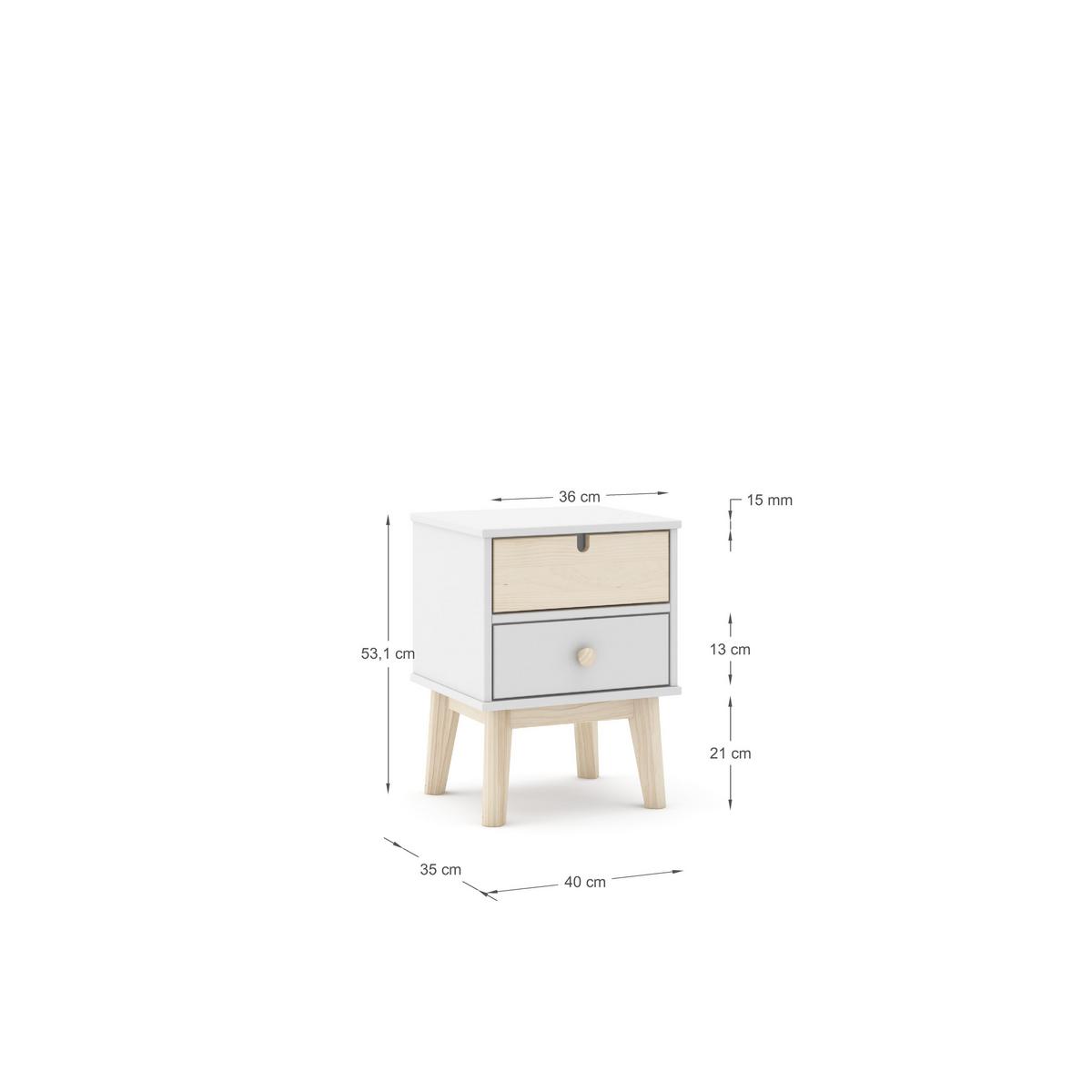 NACHTTISCH Estefania Weiß 40/35/53 cm - Weiß, Holz (35/53/40cm) - Calicosy