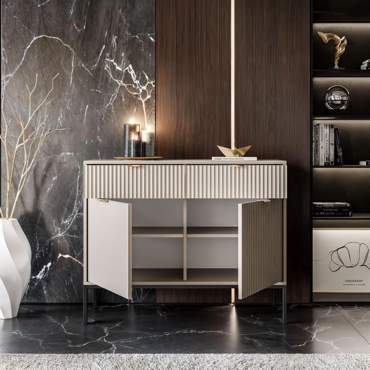 KOMMODE CORTADO KSZ104 MIT SCHUBLADEN KASCHMIR - Beige, Holzwerkstoff (104/83/39cm) - Lookway