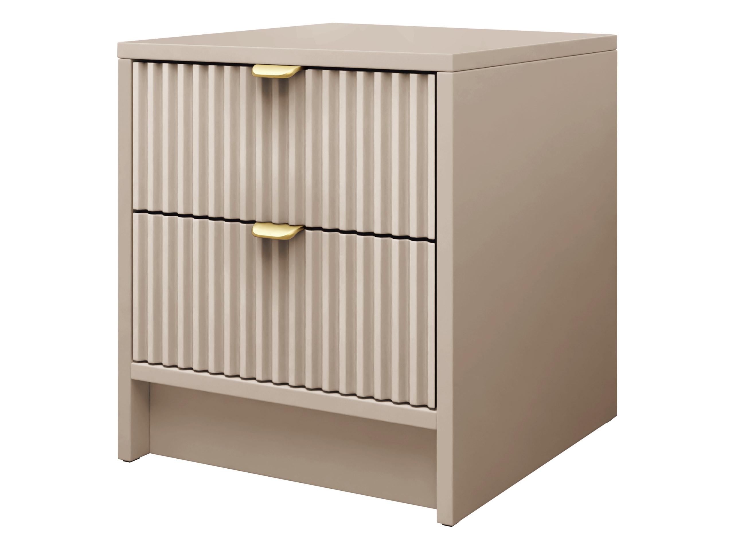 NACHTTISCH Tireno - Sandfarben/Goldfarben, Holzwerkstoff/Metall (40/40/35cm) - MIRJAN24