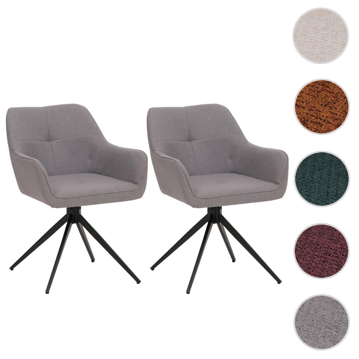 ESSZIMMERSTUHL Schwarz, Hellgrau 2er-Set - Hellgrau/Schwarz, Textil (53/80/59cm) - MCW