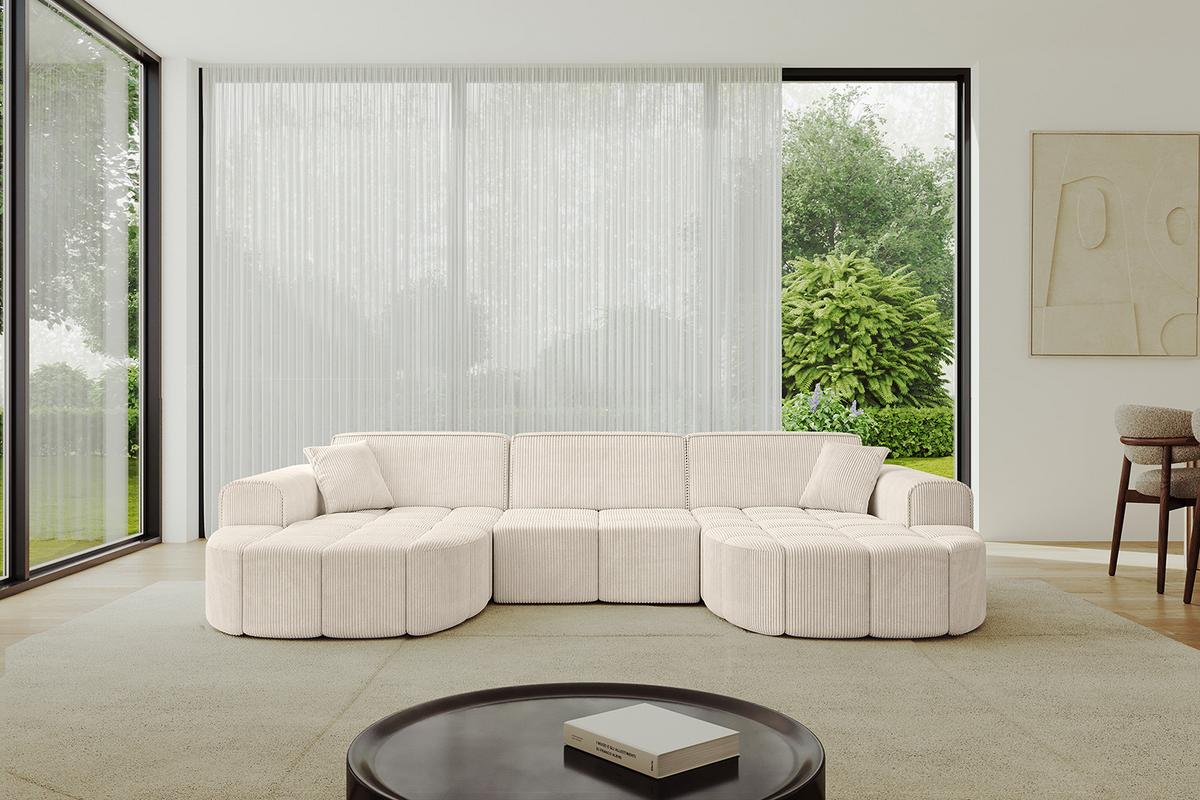 WOHNLANDSCHAFT LIVO-U1 - 315x173x79,5 cm Beige - Beige, Holzwerkstoff/Textil (315/79/173cm) - ALTDECOR