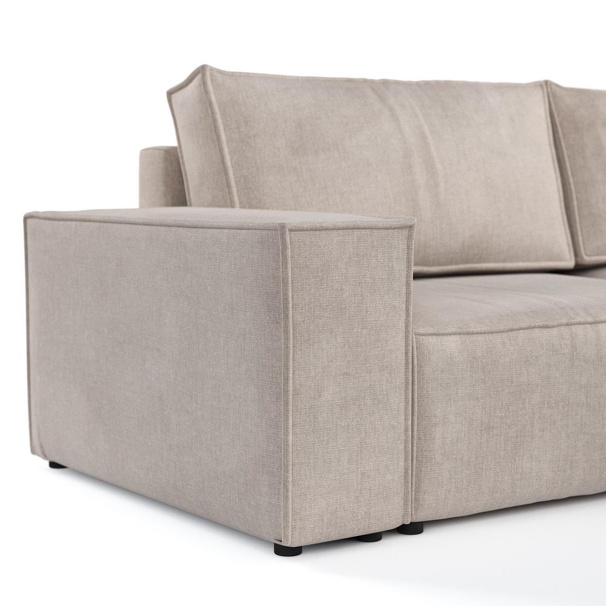 ECKSOFA CAVO mit Schlaffunktion Beige im Wind Stoff - Beige/Schwarz, Holz/Holzwerkstoff (255/148cm) - AltaBeds