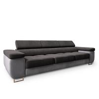 SCHLAFSOFA MOSINE Schwarz Velours-Stoff mit Schlaffunktion - Hellgrau/Schwarz, Holz (276/98/87cm) - MASSENO