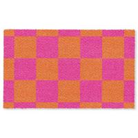 FUSSMATTE Schachbrettmuster - Orange - Rosa - Blöcke Schmutzfangmatte 150x90 cm - Pink, Kunststoff (150/0.4cm) - MuchoWow
