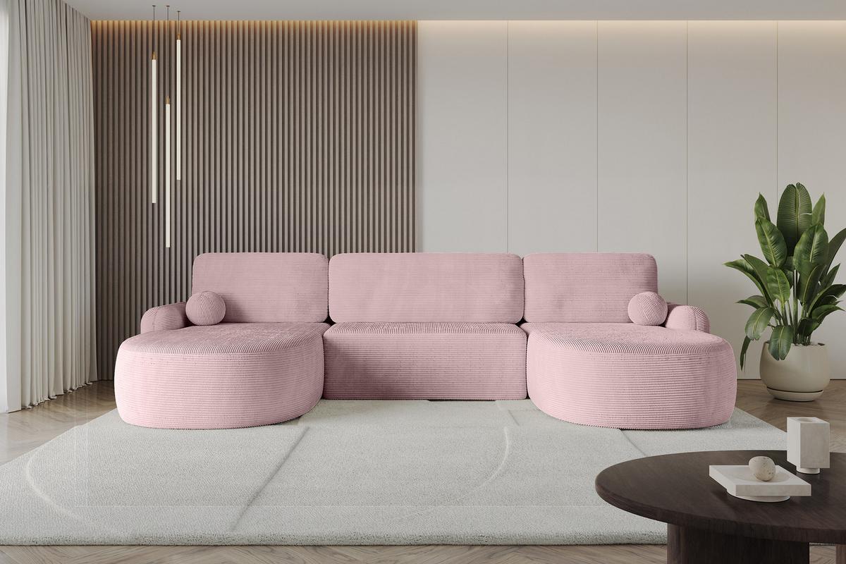 WOHNLANDSCHAFT mit Schlaffunktion und Bettkasten LIRA-U - 335x172x89 Rosa - Rosa, Holzwerkstoff/Textil (335/89/172cm) - ALTDECOR
