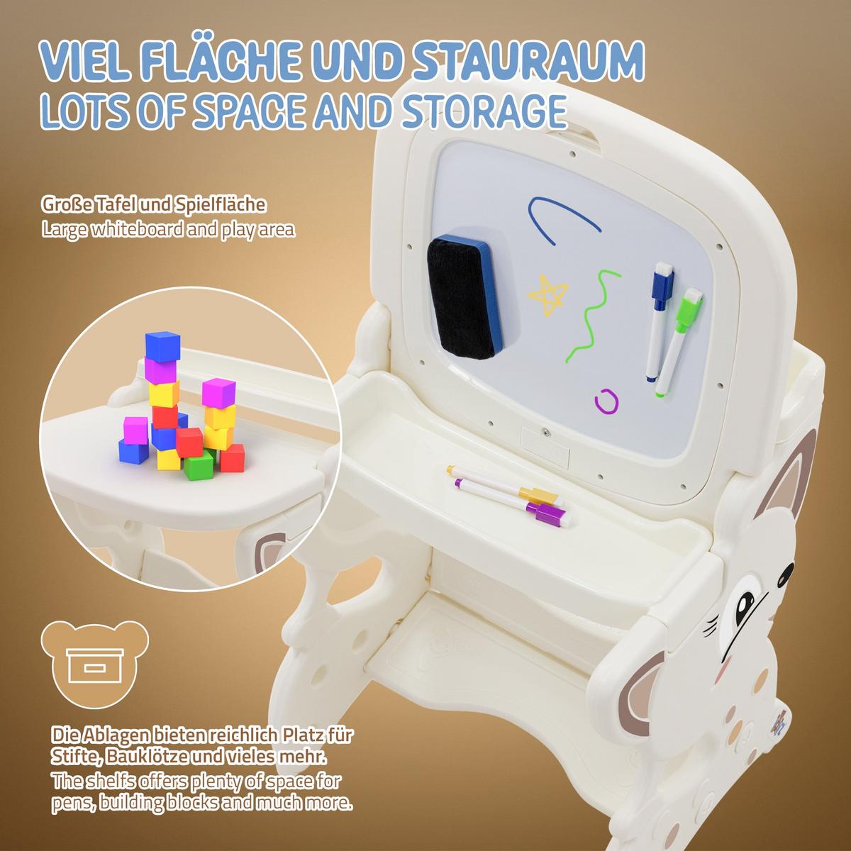 KINDER MALTISCH Weiß mit Hocker - Weiß, Kunststoff (41/76/45cm) - Joyz
