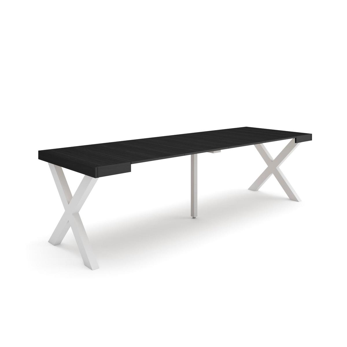 ESSTISCH ausziehbar 58 bis 262cm, für 12 Gäste, schwarz, 58/90/73cm - Schwarz, Holzwerkstoff (90/262/73cm) - Skraut Home
