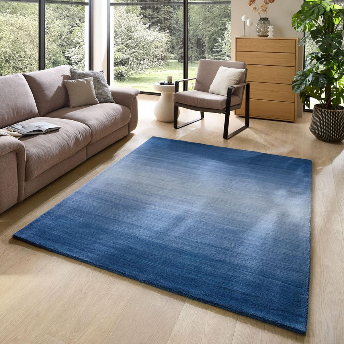 TUFTTEPPICH Wool Comfort 160x230 cm - Blau, Textil (160/230cm) - THEKO