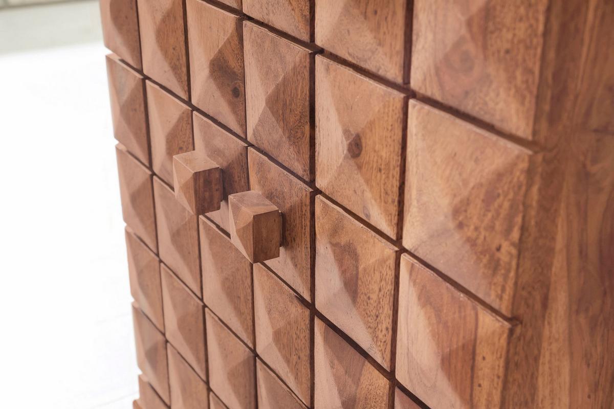 BARSCHRANK aus Massivholz mit Türen und integrierter Weinaufbewahrung SAAR, Beige 65x50x91 cm - Beige, Akazienholz/Holz (65/91/50cm) - KADIMA DESIGN