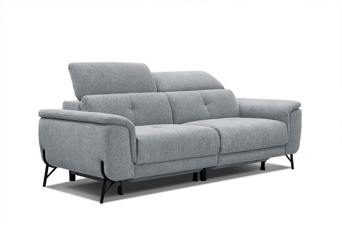 SOFA AVENA 3-Sitzer mit 2 Relaxfunktionen, silberfarben - Silberfarben, Holzwerkstoff/Textil (204/80/108cm) - Wozimo