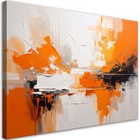 LEINWANDBILD, Abstraktion in Orange, Weiß und Schwarz - Orange, Textil (90/60cm) - Feeby