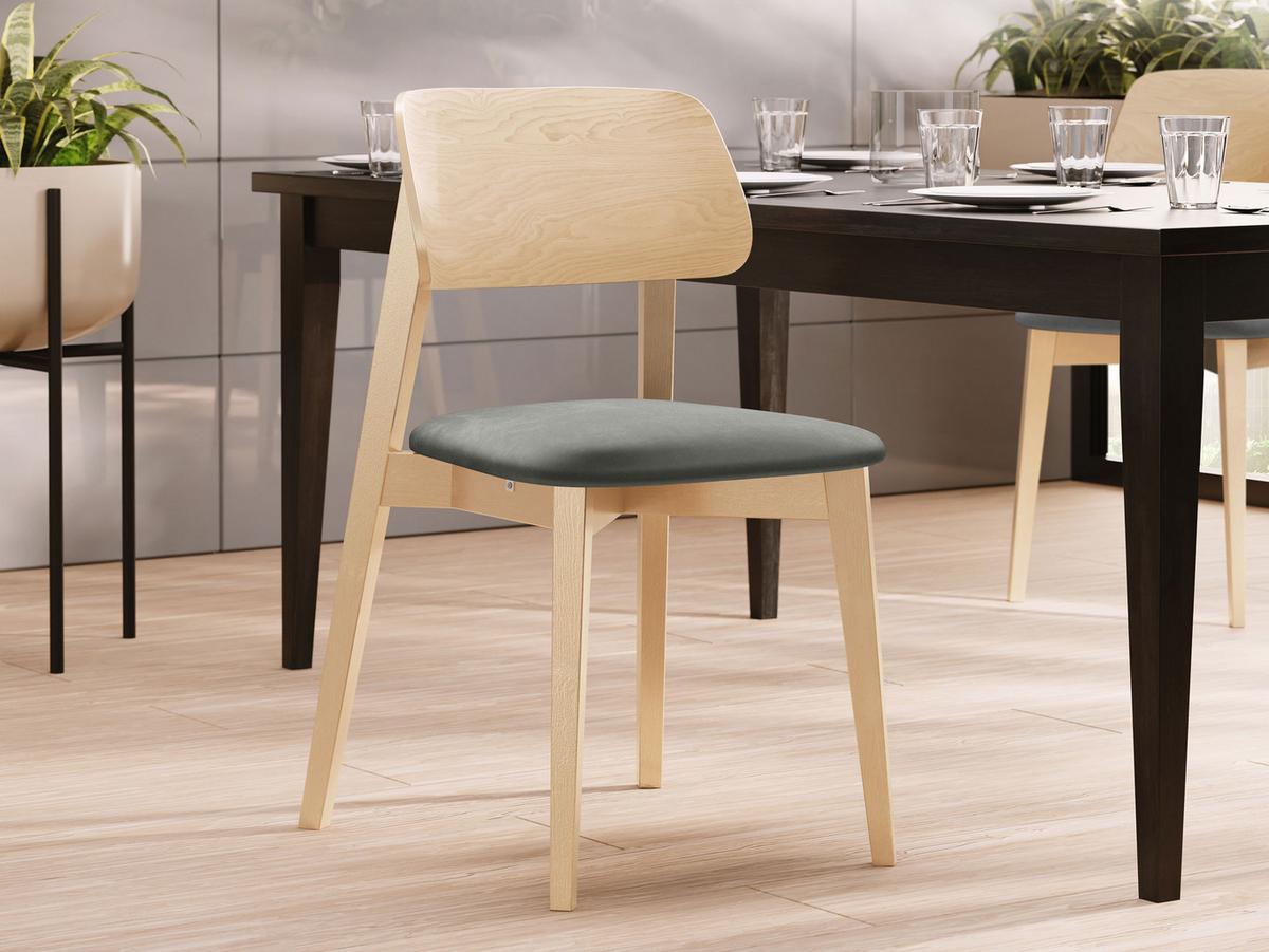 WOHNZIMMER STUHL KT63, Holzfarbe: Buche - Buchefarben/Grau, Holz/Textil (47/80/49cm) - MIRJAN24