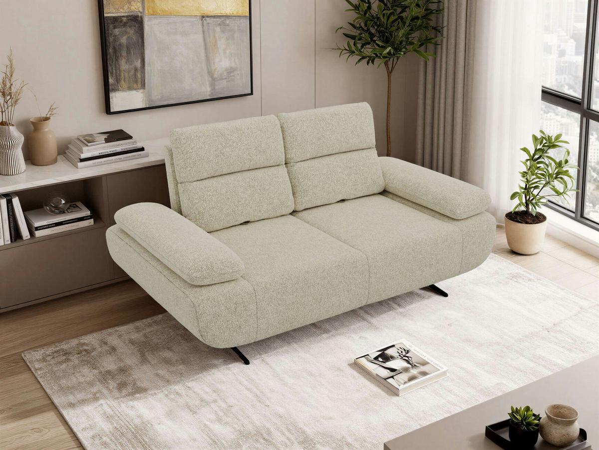2-SITZER SOFA SORAE - Creme Stukture - Creme/Schwarz, Textil/Metall (182/94/107cm) - MKS
