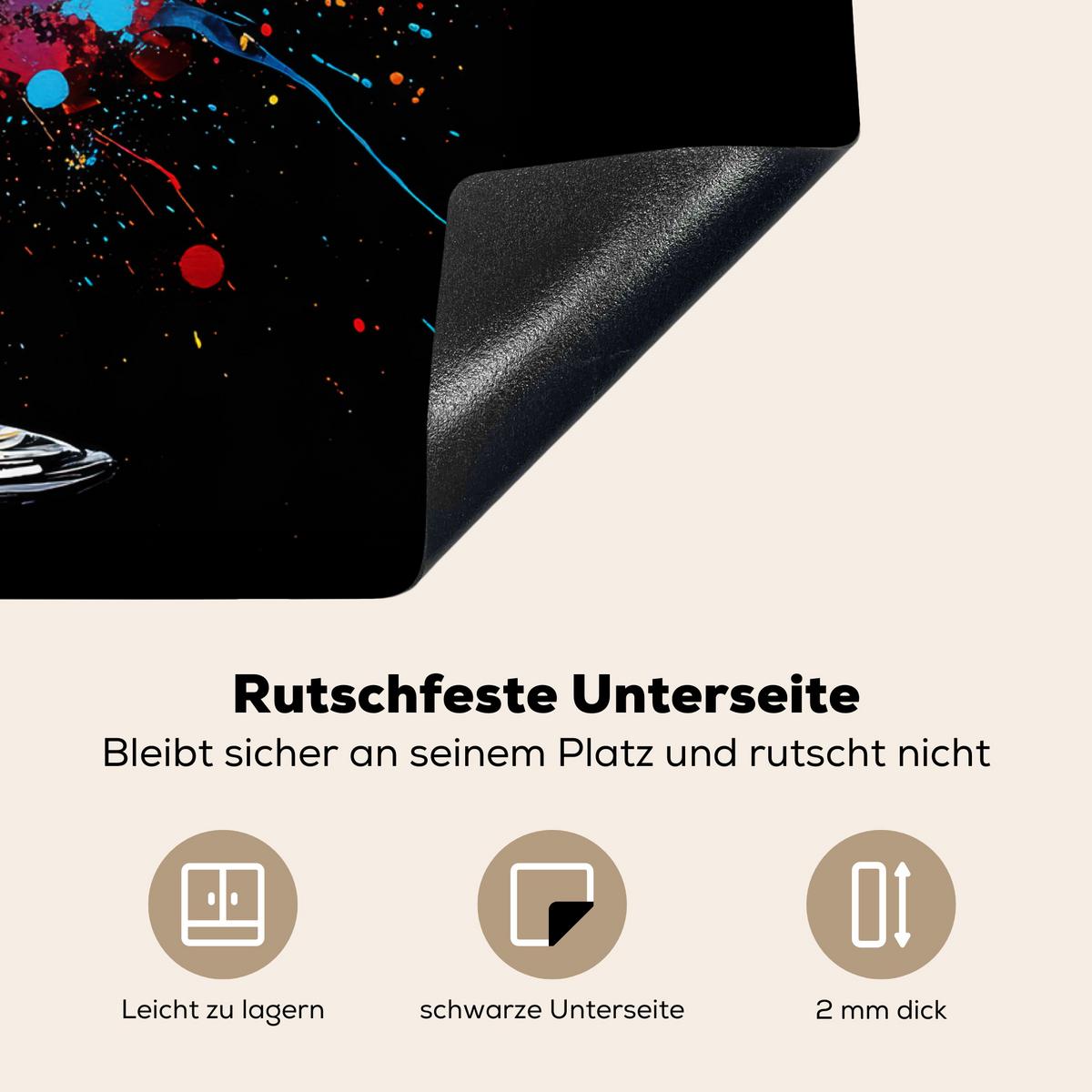 HERDABDECKPLATTE Wein - Glas - Graffiti - Getränk - Rot - Farbe Induktionsmatte 71x52 cm - Weinrot, Kunststoff (71/52/0.2cm) - MuchoWow