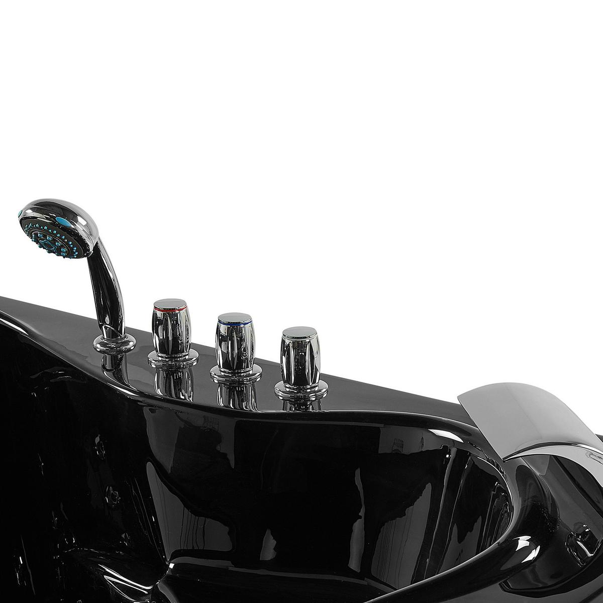 WHIRLPOOL-BADEWANNE mit LED 146x205x61 cm schwarz Tocoa - Schwarz, Kunststoff (146/61/205cm) - Beliani